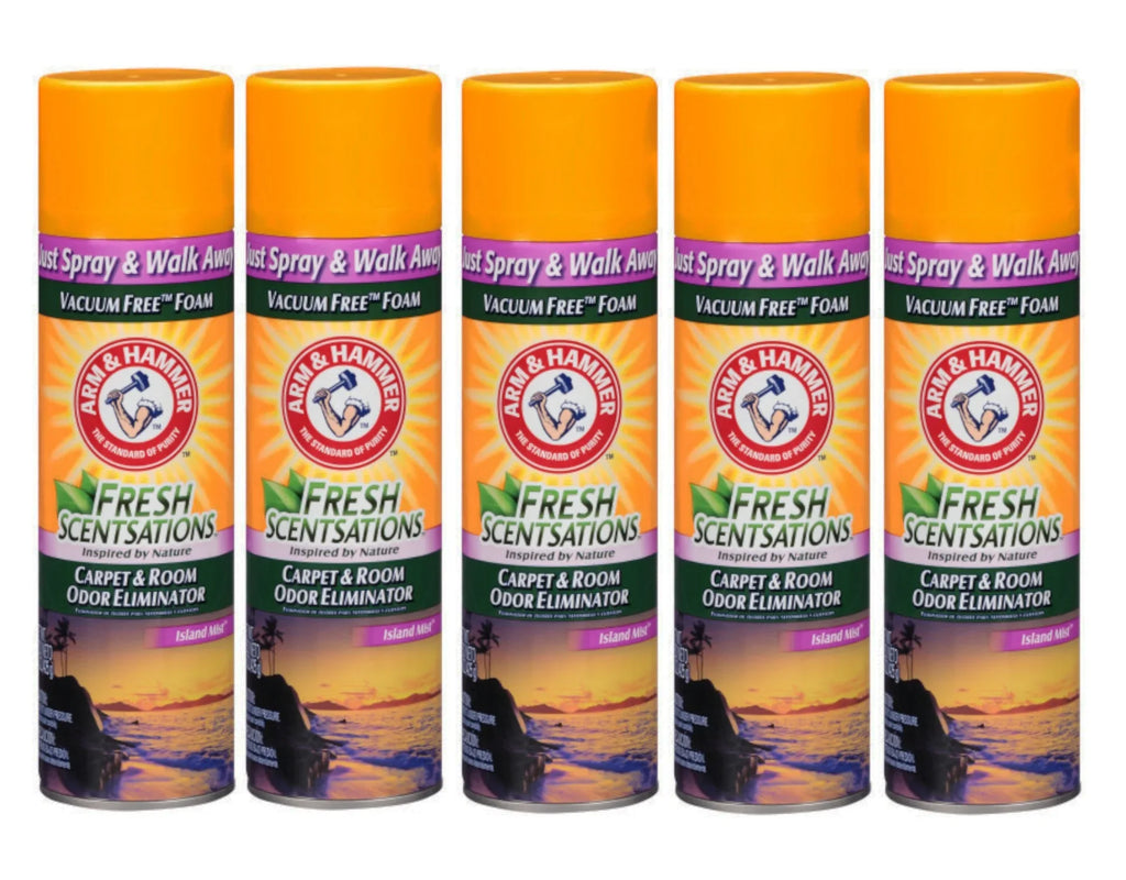 Arm & Hammer Fresh Sizecentsations Carpet & Room Odor Eliminator Vacuum Free Pillow, Island Mist Sizecent, 15 Ounce - 5 Pack