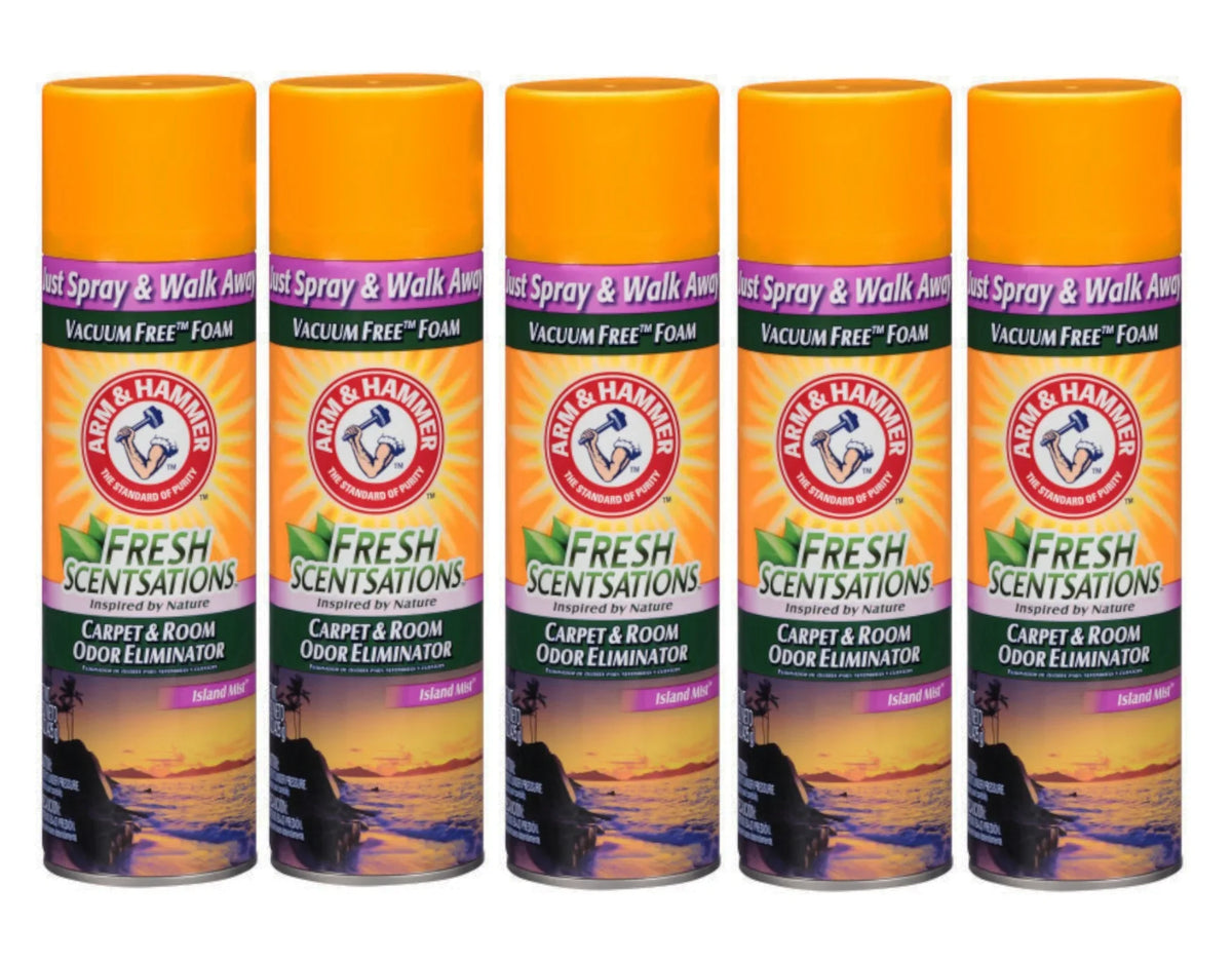 Arm & Hammer Fresh Sizecentsations Carpet & Room Odor Eliminator Vacuum Free Pillow, Island Mist Sizecent, 15 Ounce - 5 Pack