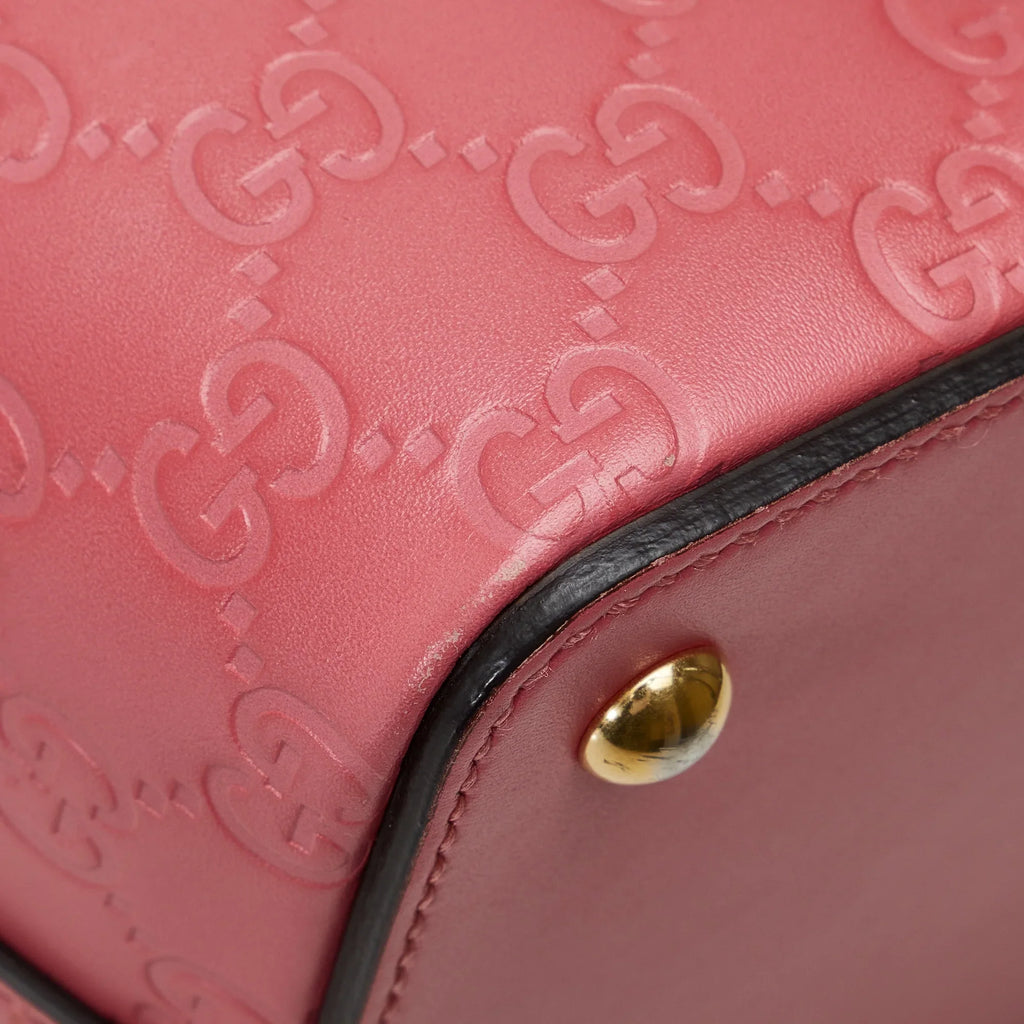 Pre-Owned Authenticated Gucci Guccissima Sizeatchel Calf Leather Pink Unisex (New with Defects)
