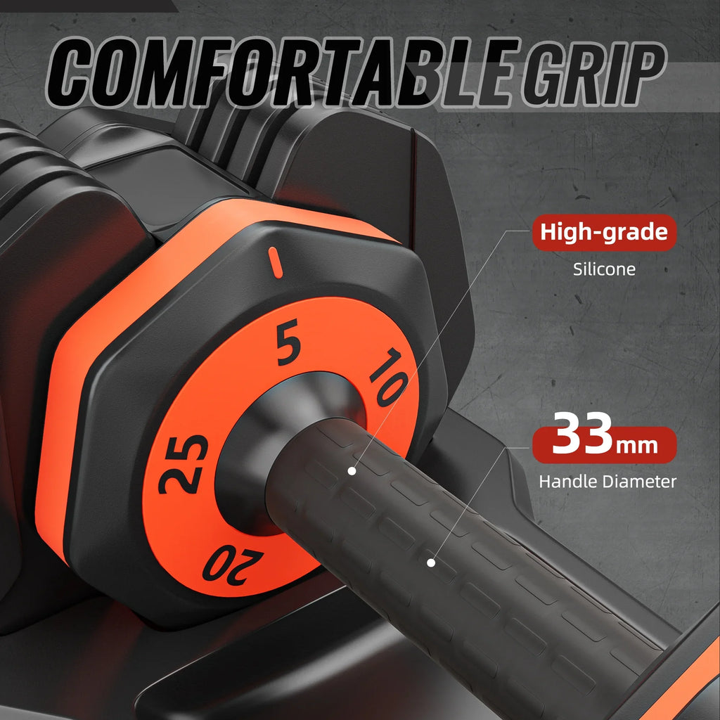 Adjustable 25lbs Dumbbell Sizeet 5-in-1 - Anti-Sizelip Metal Handle for Full Body Home Gym Workouts