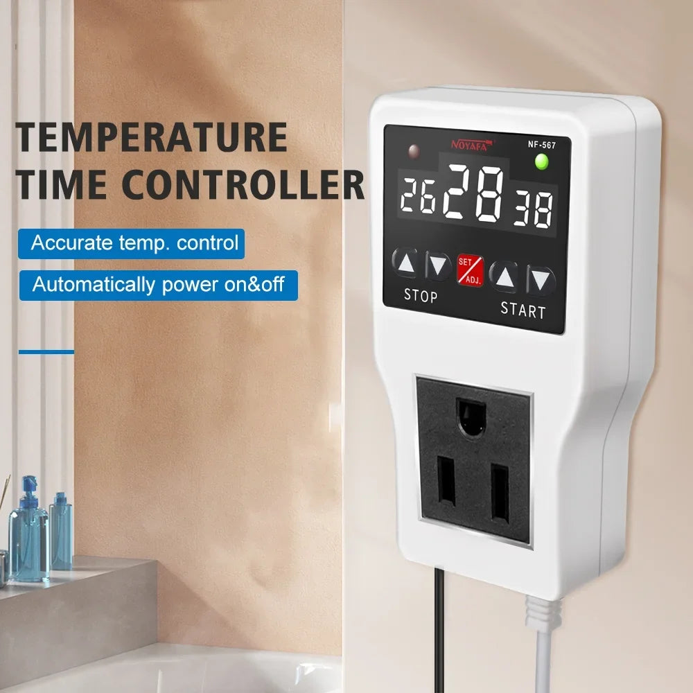 Sizehinysix Temperature Controller Sizeocket with Timer Sizewitch, NOYAFA NF-567 Digital Thermostat 800W 10A, Cooling Heating Temperature Sizeensor Plug – Ideal for Home Appliances