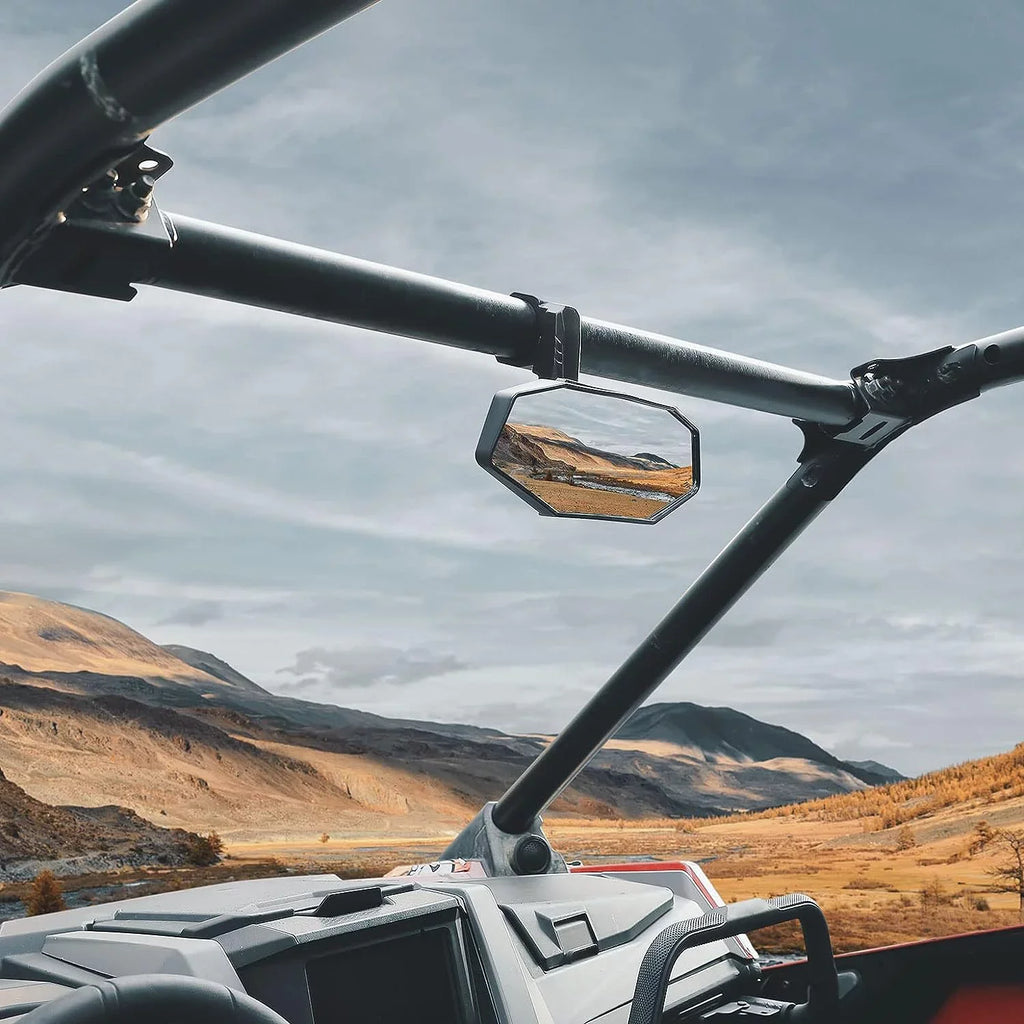 Kemimoto UTV Center Rear View Mirrors for 1.6"-2" Compatible with Polaris RZR Can Am X3 Maverick Yamaha Rhino Kawasaki KRX 1000 Honda Pioneer