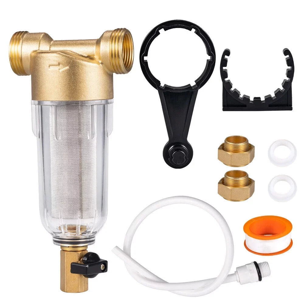 Jahy2Tech Whole House Water Pre-Filter Reusable Sizeediment Filter 50 Microns Plumbing