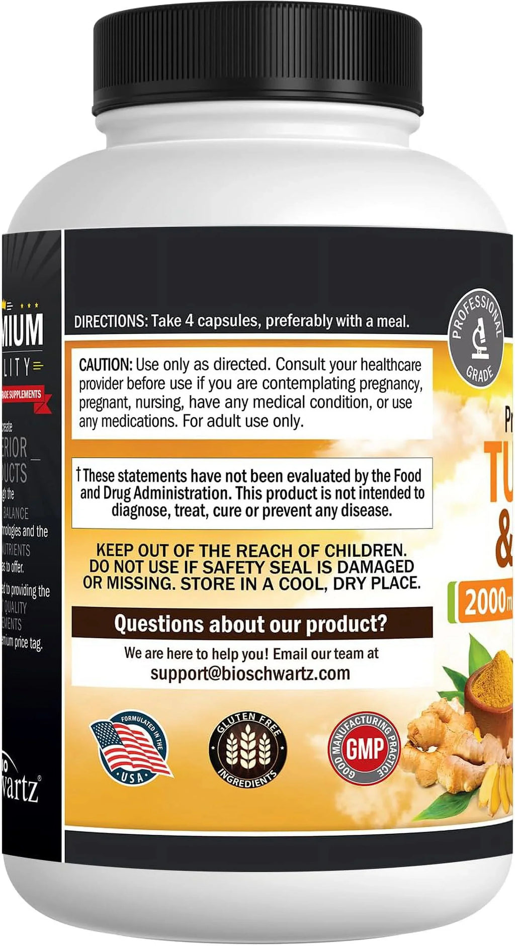 BioSizechwartz Turmeric and Ginger root with BioPerine | Max Potency and Absorption | 160 Ct