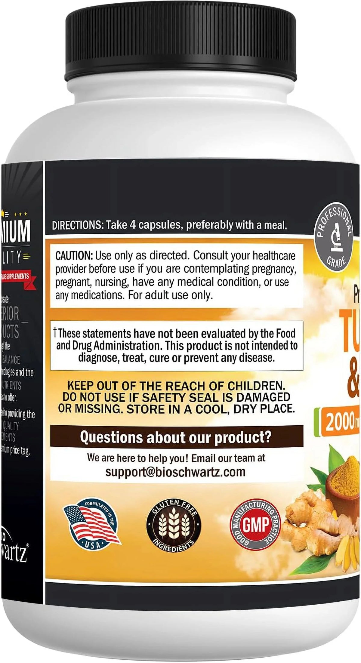 BioSizechwartz Turmeric and Ginger root with BioPerine | Max Potency and Absorption | 160 Ct