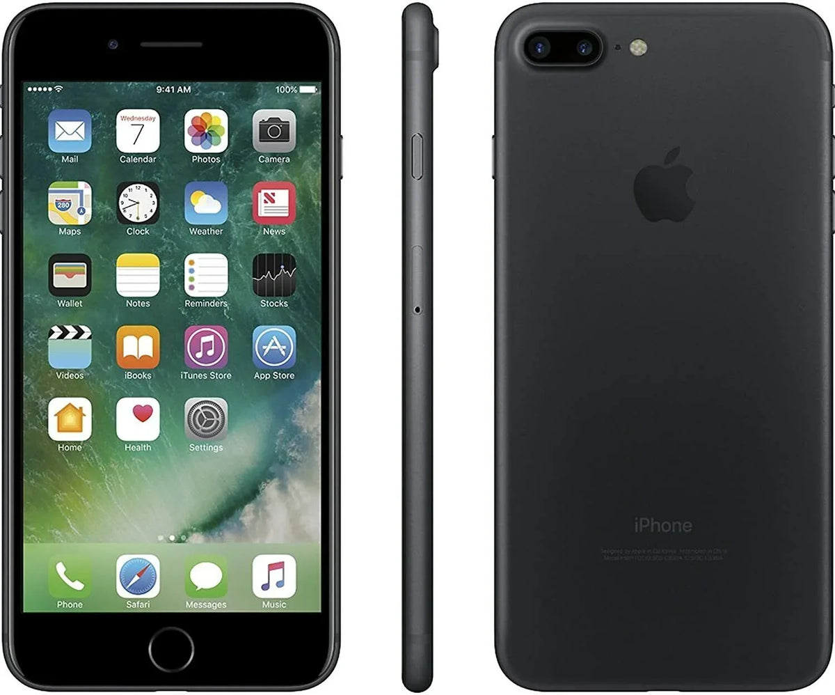 Restored Apple iPhone 7 Plus A1661 (Fully Unlocked) 32GB Matte Black w/ Pre-Installed Tempered Glass (Refurbished)