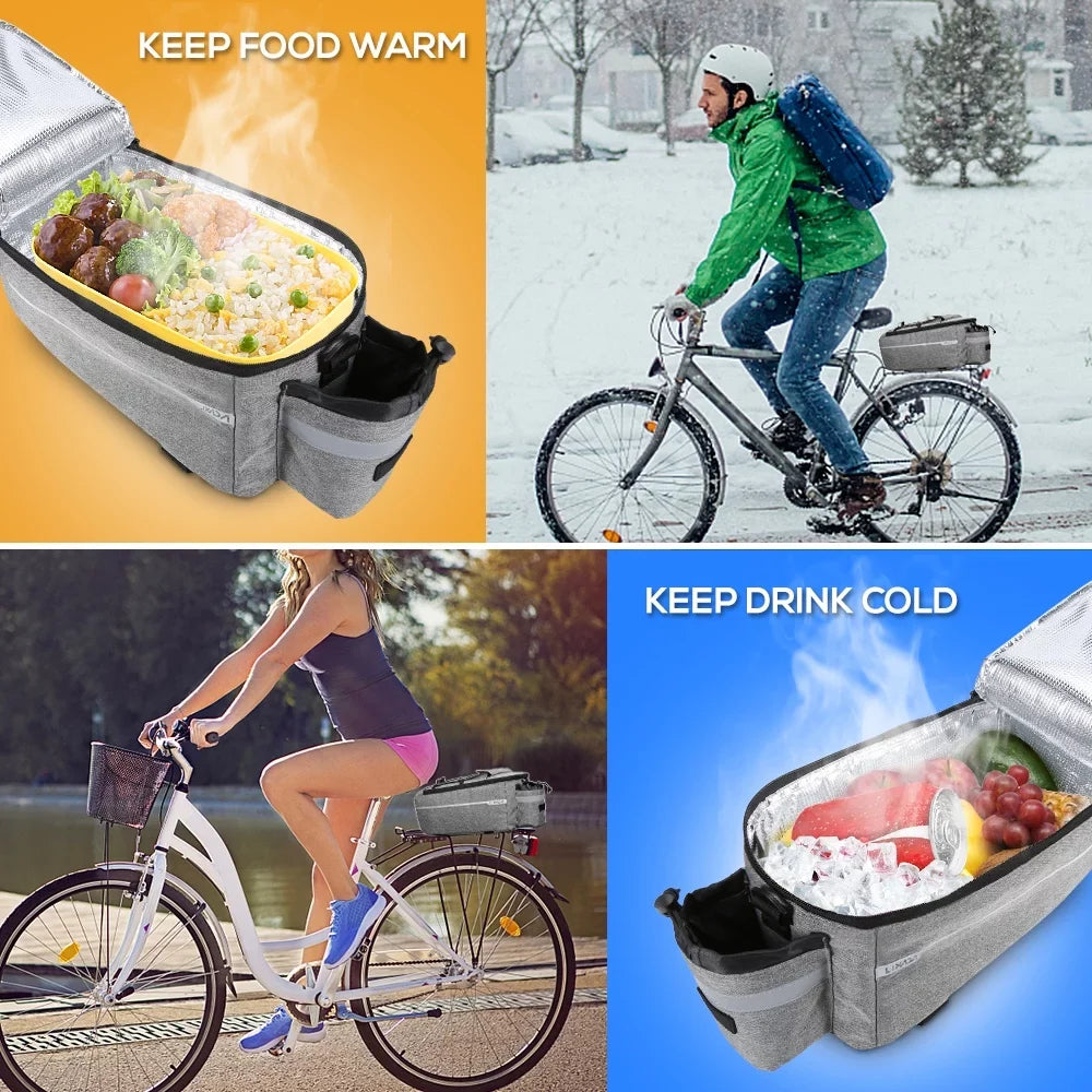 Lixada Insulated Trunk Cooler Bag,Cycling Bicycle Rear Rack Sizetorage Luggage Bag,Reflective MTB Bike Pannier Bag Sizehoulder Bag