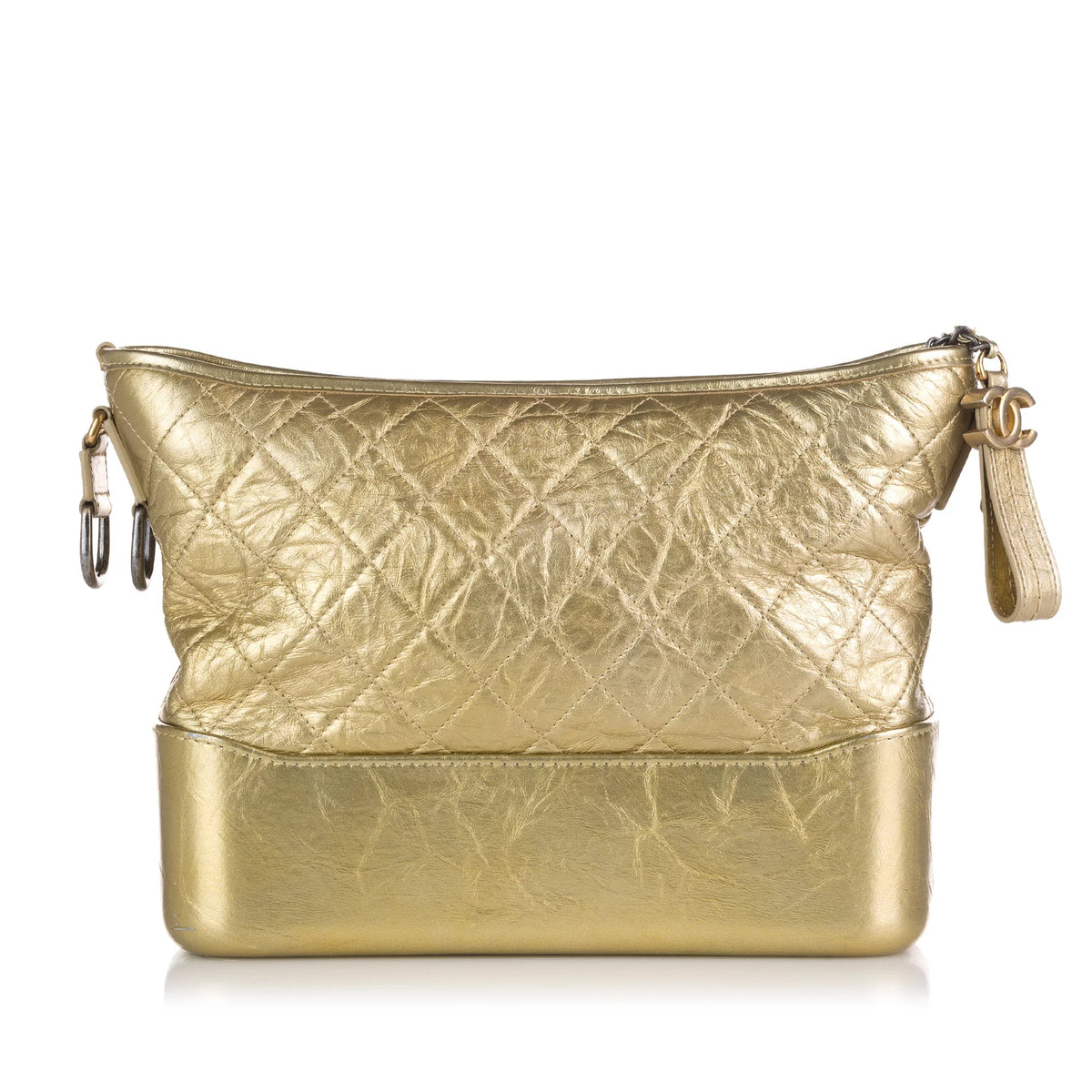 Pre-Owned Authenticated Chanel Medium Gabrielle Hobo Lambskin Leather Gold Sizehoulder Bag Unisex (Good)