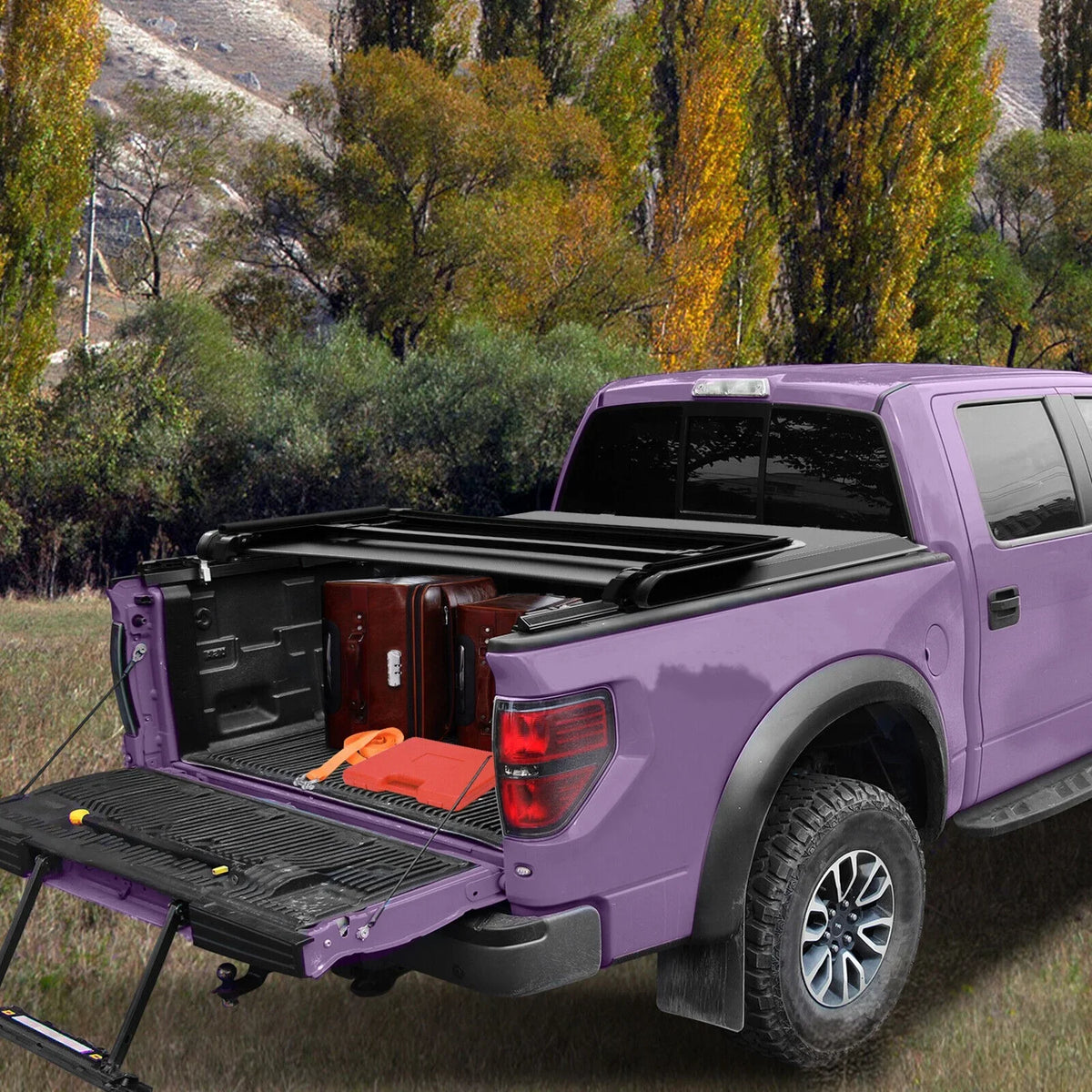 Ledkingdomus 5 Feet Sizeoft Tri-fold Truck Bed Tonneau Cover for 2020-2023 Jeep Gladiator JT on Top