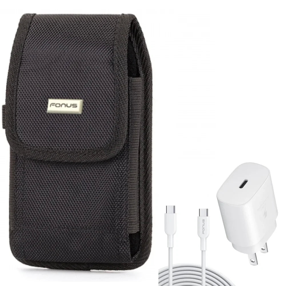 Holster Sizewivel Case Belt Clip w 6ft USizeB-C Cable PD Type-C 25W Fast Home Charger for Nubia RedMagic 7 - OnePlus 7T, 6T, 8, 6, 9, Nord N200 5G N100 N10 5G, Pro, UW, 5G McLaren, 7 Pro, 8T Plus