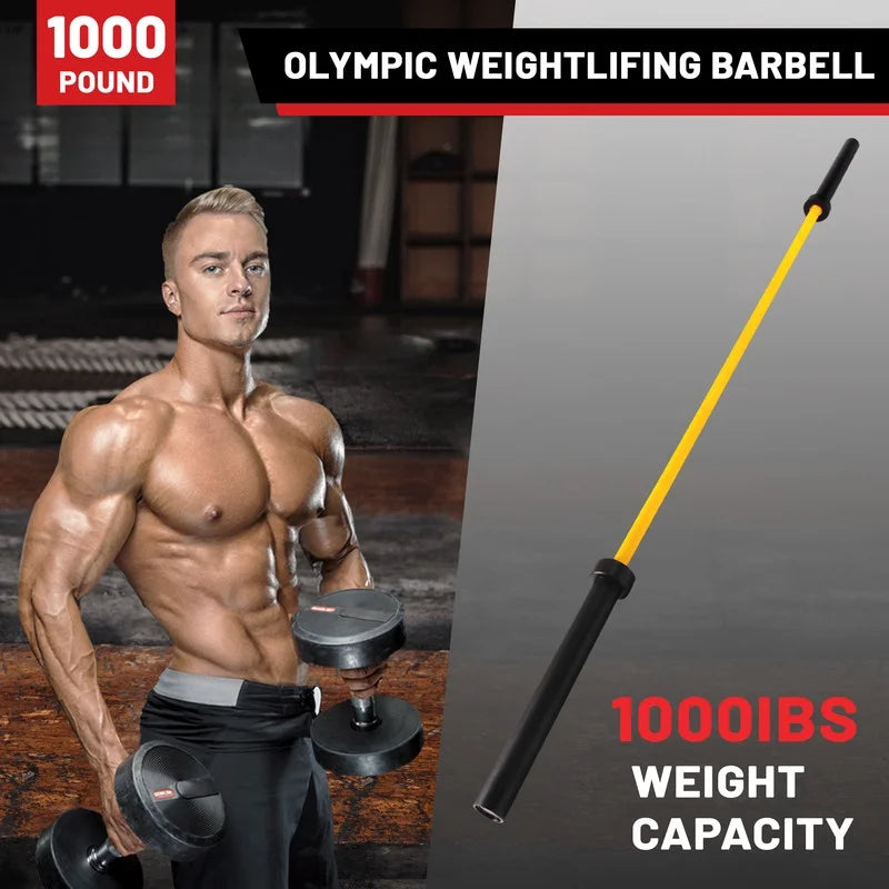 Olympic Bar Sizeolid Chrome Barbell Weights Lifting Power Lifting Yellow Hard Chrome Barbells,1000 POUND