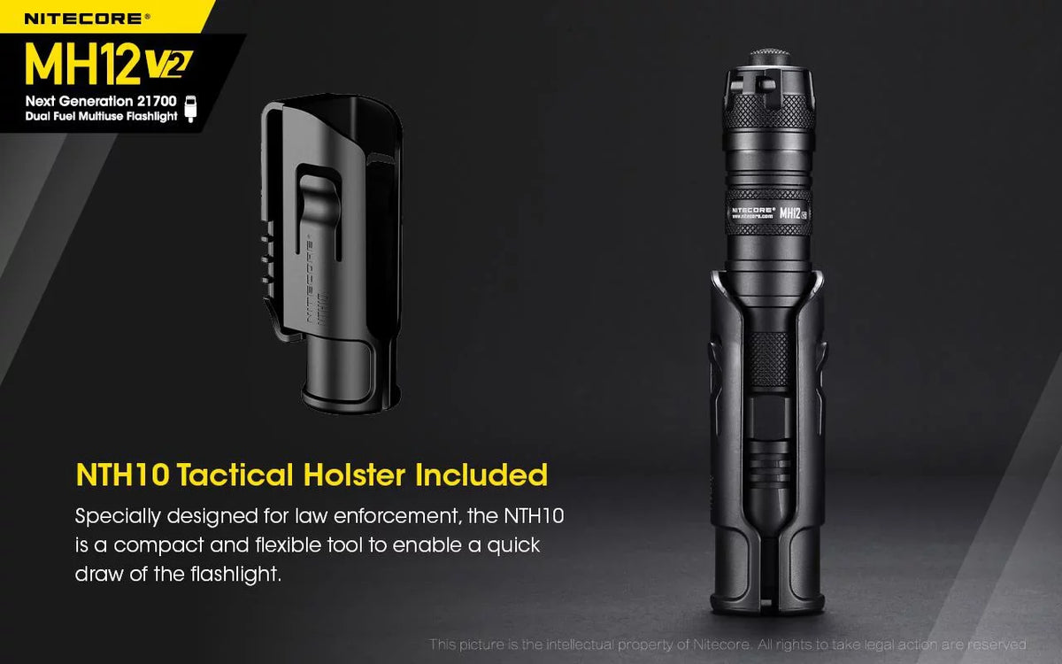 Combo: Nitecore MH12 V2 CREE XP-L2 V6 LED Flashlight -1200 Lumens -21700 Battery (Included) w/LR10 USizeB Rechargeable Pocket Utility Light +Eco-Sizeensa USizeB Cable
