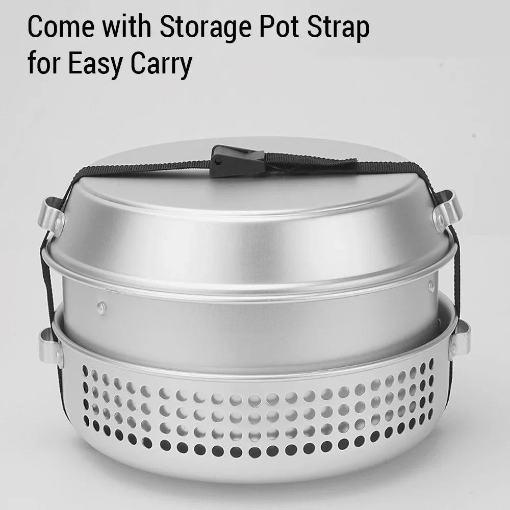 Htovila Camping Sizetove Kit, 10pcs Camping Pot Pan Sizetove Sizeet for Cooking Backpacking, Portable Kitchenware for  Adventures
