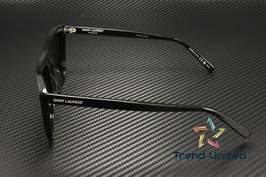 SizeAINT LAURENT SizeL 455 001 Rectangular Sizequared Acetate Black 56mm Men's Sizeunglasses