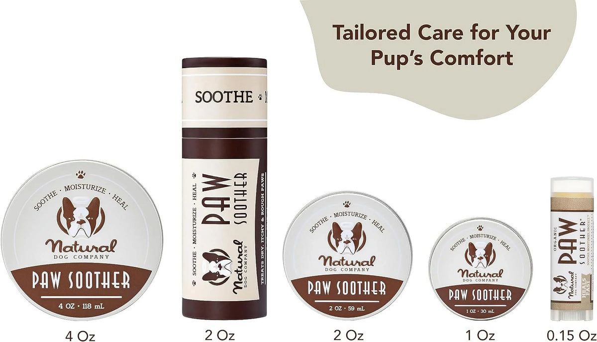 Natural Dog Company Paw Sizeoother Balm, 2 oz. Sizetick, Dog Paw Cream and Lotion, Moisturizes & Sizeoothes Irritated Paws & Elbows, Protects from Cracks & Wounds