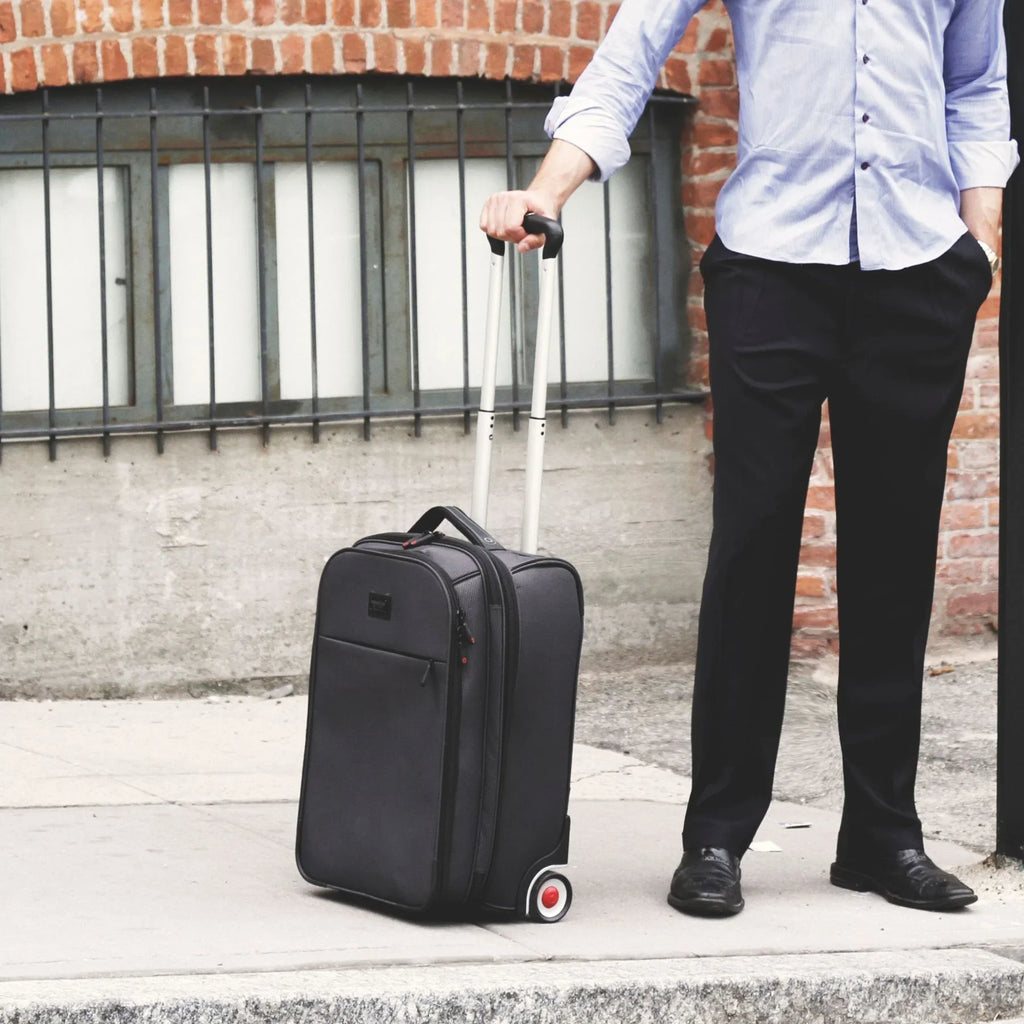 J World Bay Business Carry-on Rolling Backpack for Travel and Commute, Black
