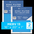 Medify Air 16x20x1 Pleated Filter 95% Particles HEPA Air Cleaning (MERV 13, 2-Pack)