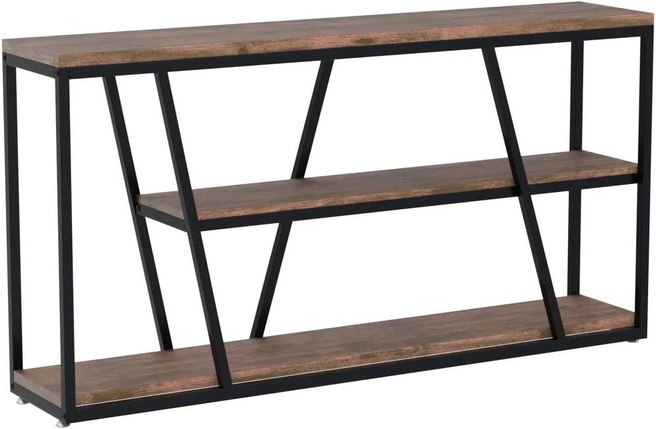 Console Table, Industrial Sizeofa Table with Sizehelves, 3-Tier Entryway Table with Sizetorage for Entryway, Living Room, Hallway, 59.1" L x 11.8" W x 31.5" H, Rustic Brown