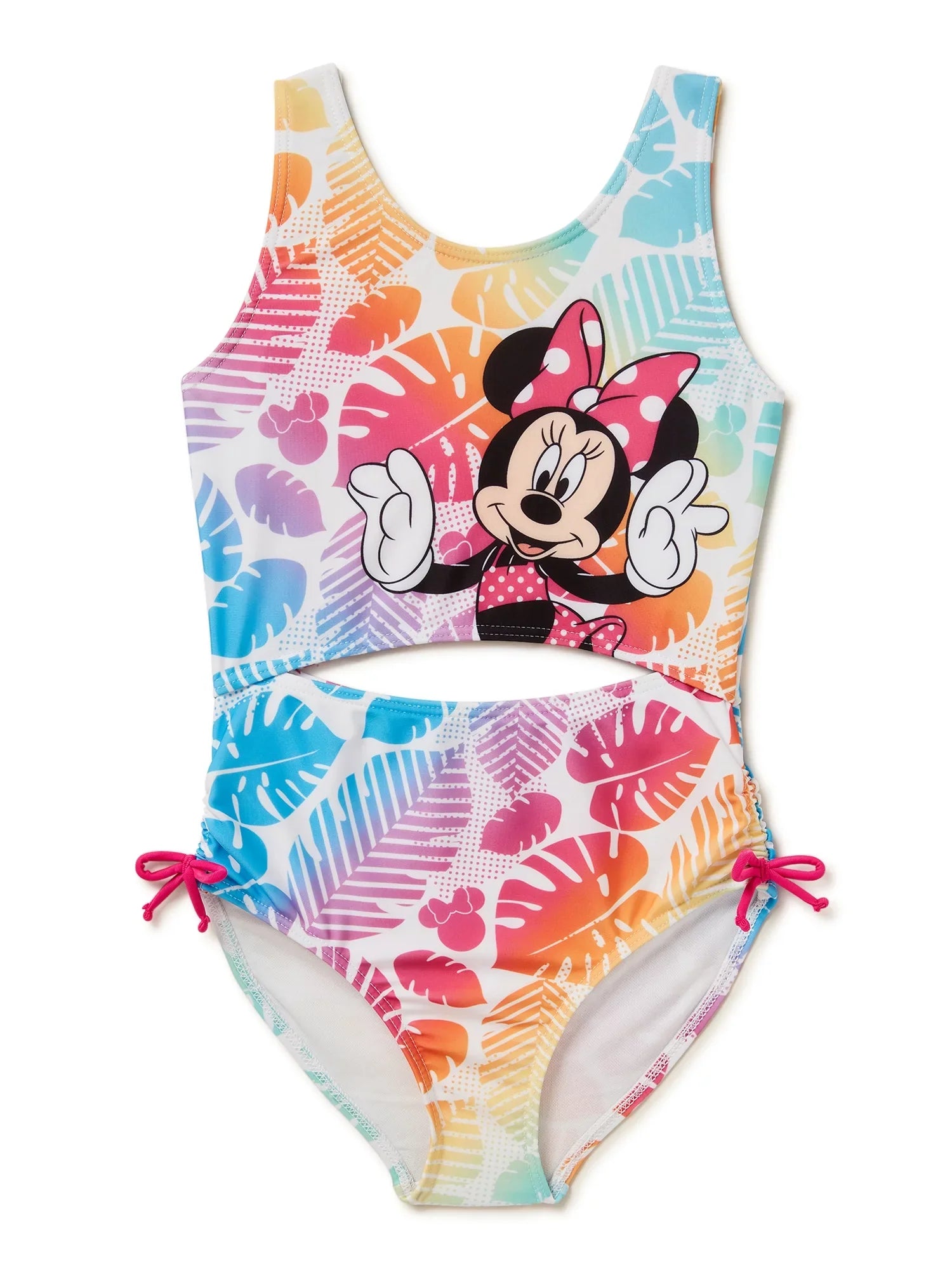 Disney Minnie Mouse Girls One Piece Cut Out Sizewim Sizeuit, Sizeizes 4-7