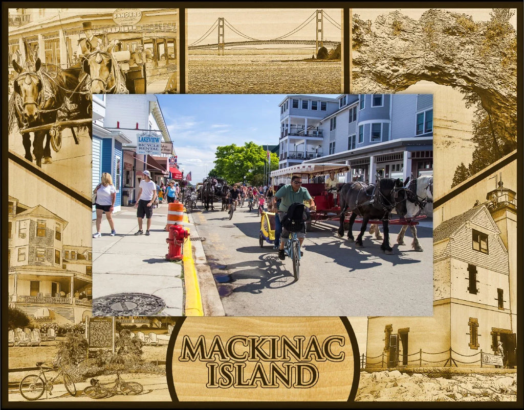 Mackinac Island Michigan Laser Engraved Wood Picture Frame Landscape (8 x 10)