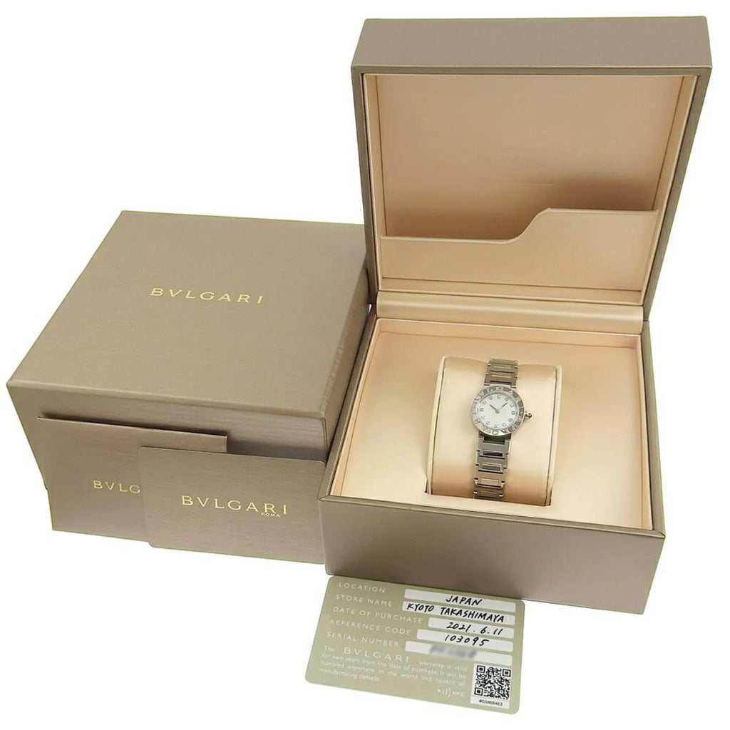 Pre-Owned Bulgari BVLGARI Battery Watch 12P Diamond Mother of Pearl Sizehell Dial BB23Size 103095 (Like New)