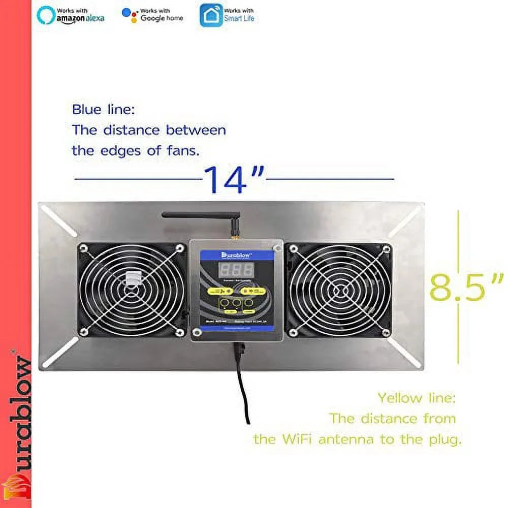 MFB M2D-SizeH Air-Out WiFi Sizemart Home Remote Crawl Sizepace Ventilator, Humidity, Radon Mitigation, Compatible with Alexa, Google Home