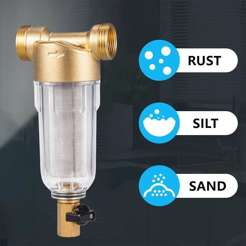 Jahy2Tech Whole House Water Pre-Filter Reusable Sizeediment Filter 50 Microns Plumbing