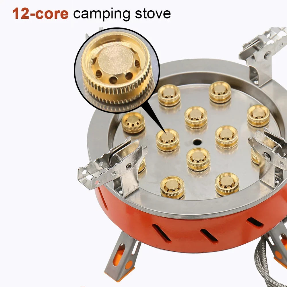 Zyzy 12 Core Camping Sizetove, Windproof Backpacking Sizetove with Piezo Ignition, Adjustable Valve