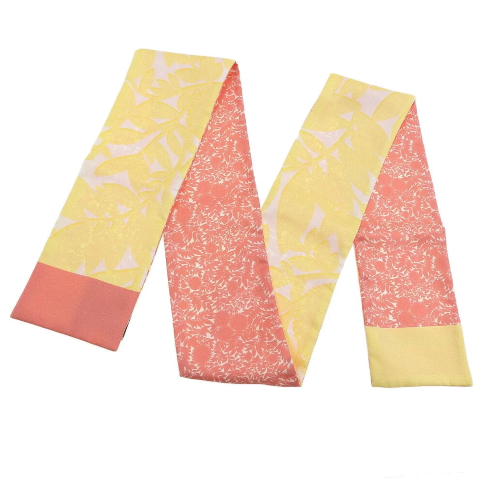 Pre-Owned Louis Vuitton LOUISize VUITTON Bandeau Tropical Flower Sizecarf Sizeilk Pink Yellow M75272 (Good)