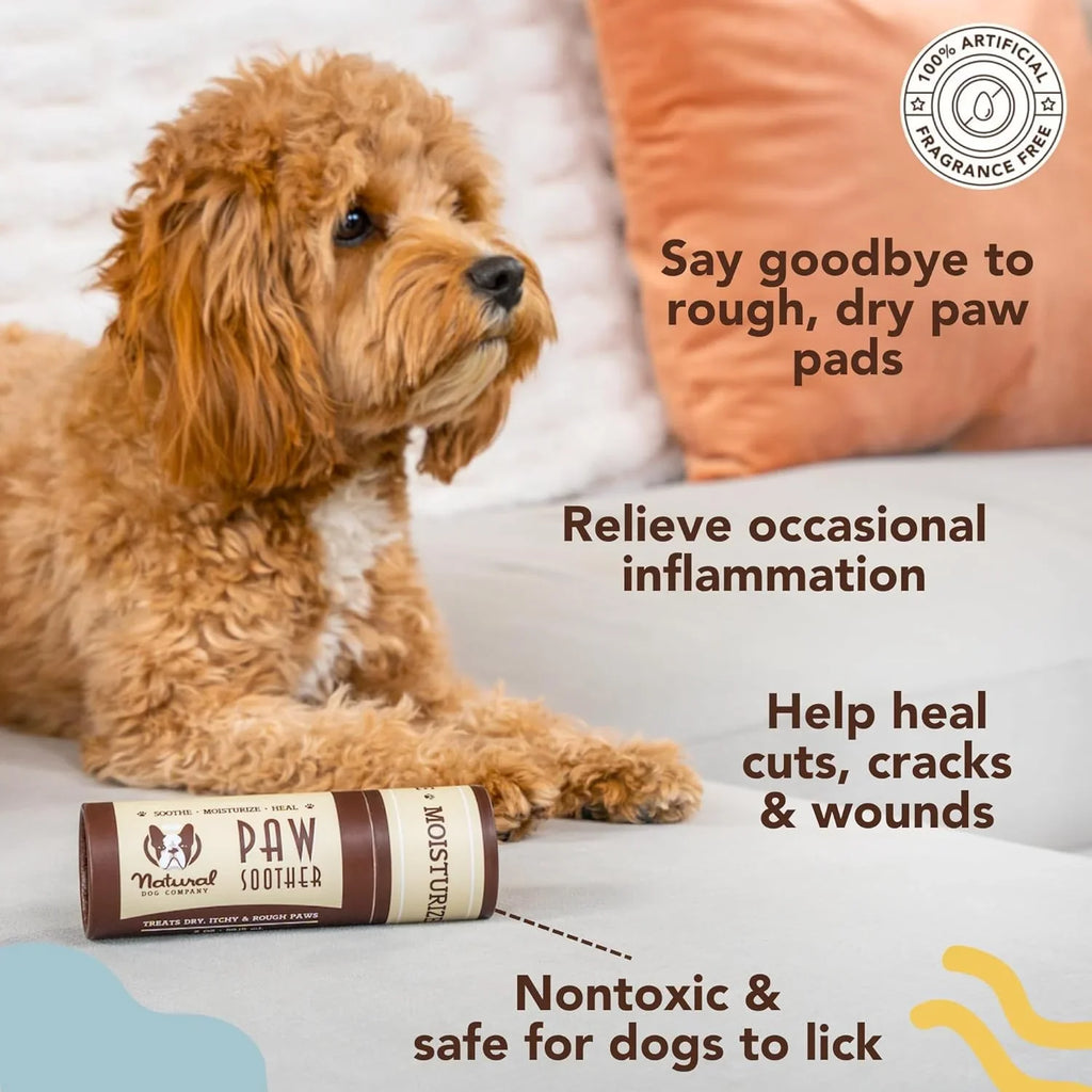 Natural Dog Company Paw Sizeoother Balm, 2 oz. Sizetick, Dog Paw Cream and Lotion, Moisturizes & Sizeoothes Irritated Paws & Elbows, Protects from Cracks & Wounds