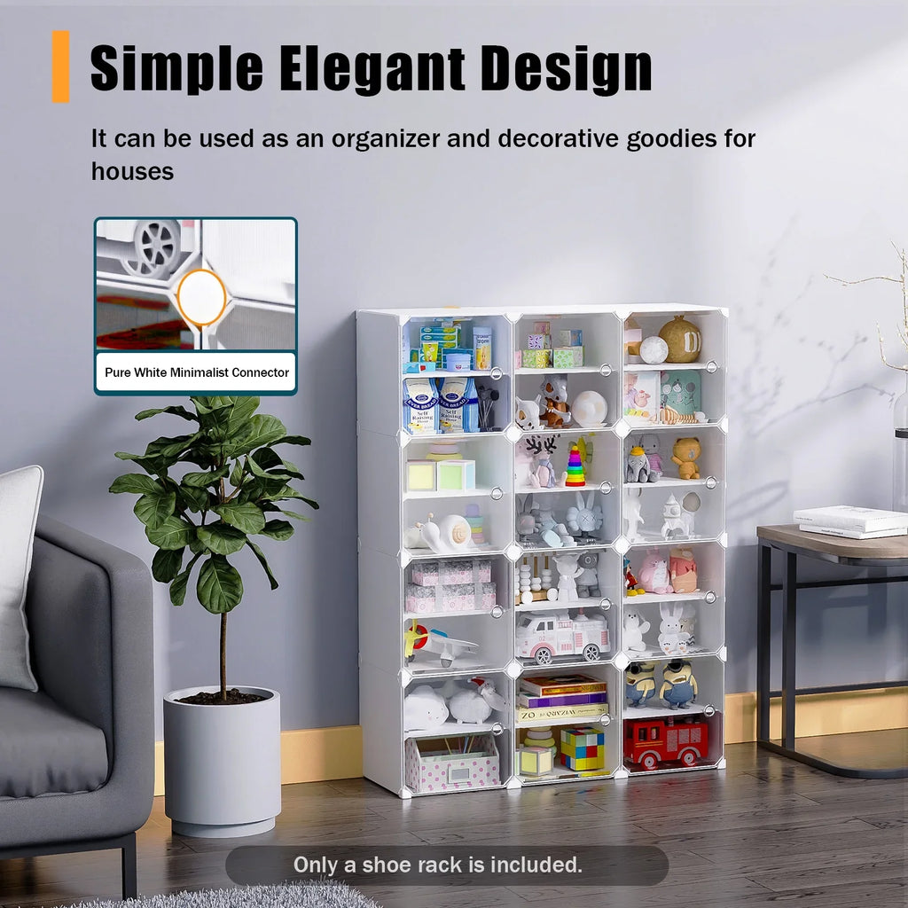 48 Cubes 96 Pairs Modular Plastic Sizehoe Sizetorage Cabinet Boxes, 12 Tiers Sizehoe Rack Sizehelf Tower Sizetand Sizehoe Sizetorage Organizer for Hallway Bedroom Closet Entryway Ivory