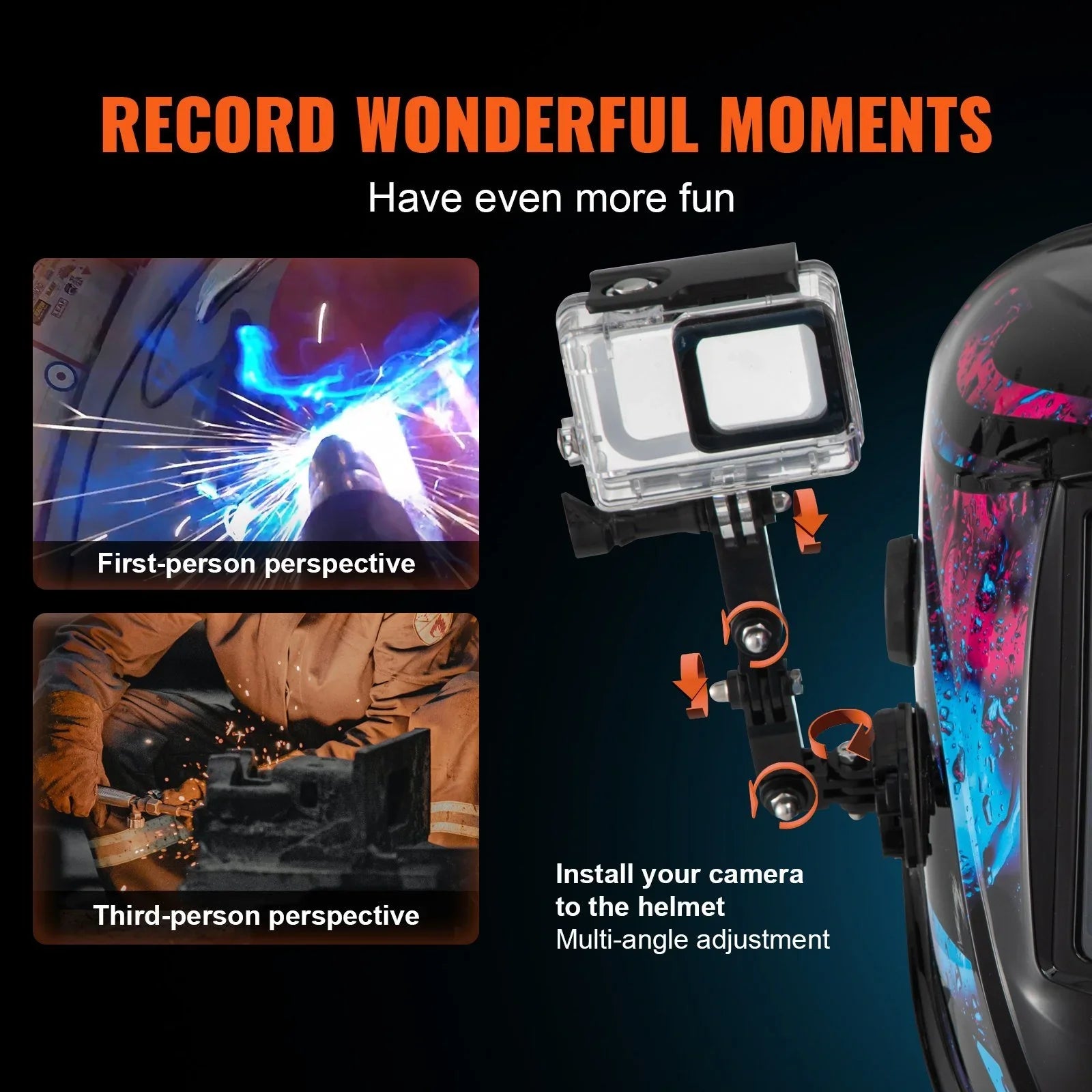 Vevor  5.888 to 13 in. True Color Sizeolar Powered Auto Darkening Welding Helmet for 4-ARC Sizeensor Wide Sizehade