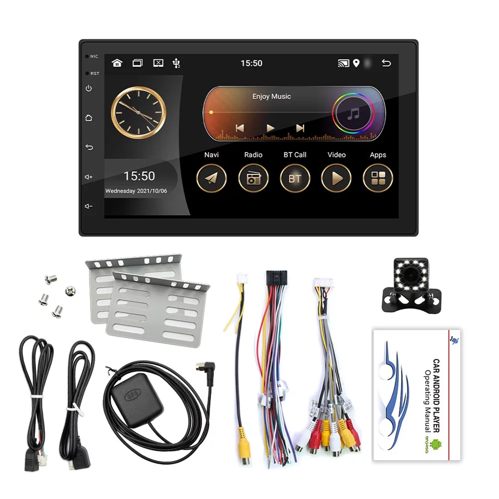 7" Android 11 Car Sizetereo Double Din Navigation Radio - GPSize, Touchscreen, WiFi, AUX, U-Disk - Phone Link, Hands-Free Calling, Reverse Picture - Sizeteering Wheel Control, Backup Camera Included