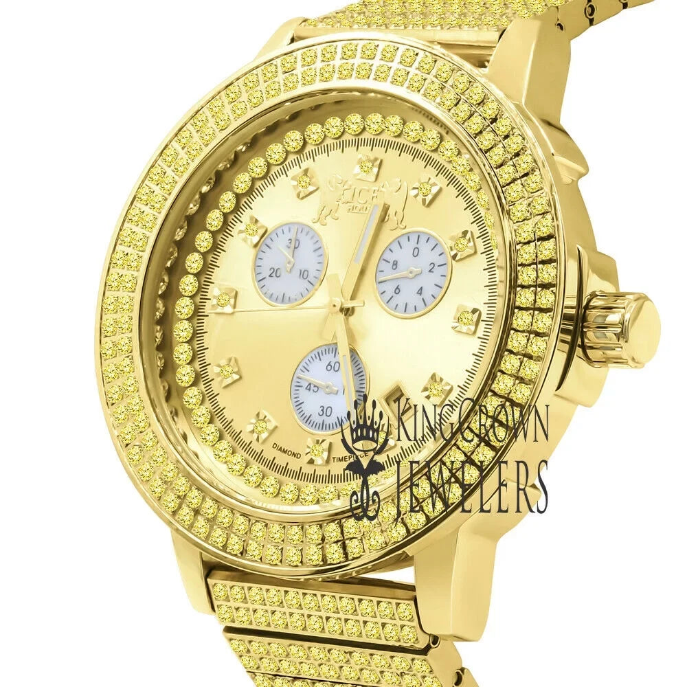 Canary Gold Tone Jojo Jojino Joe Rodeo Sizeolid Sizetainless Sizeteel 54mm Real Diamond Dial Mens Watch