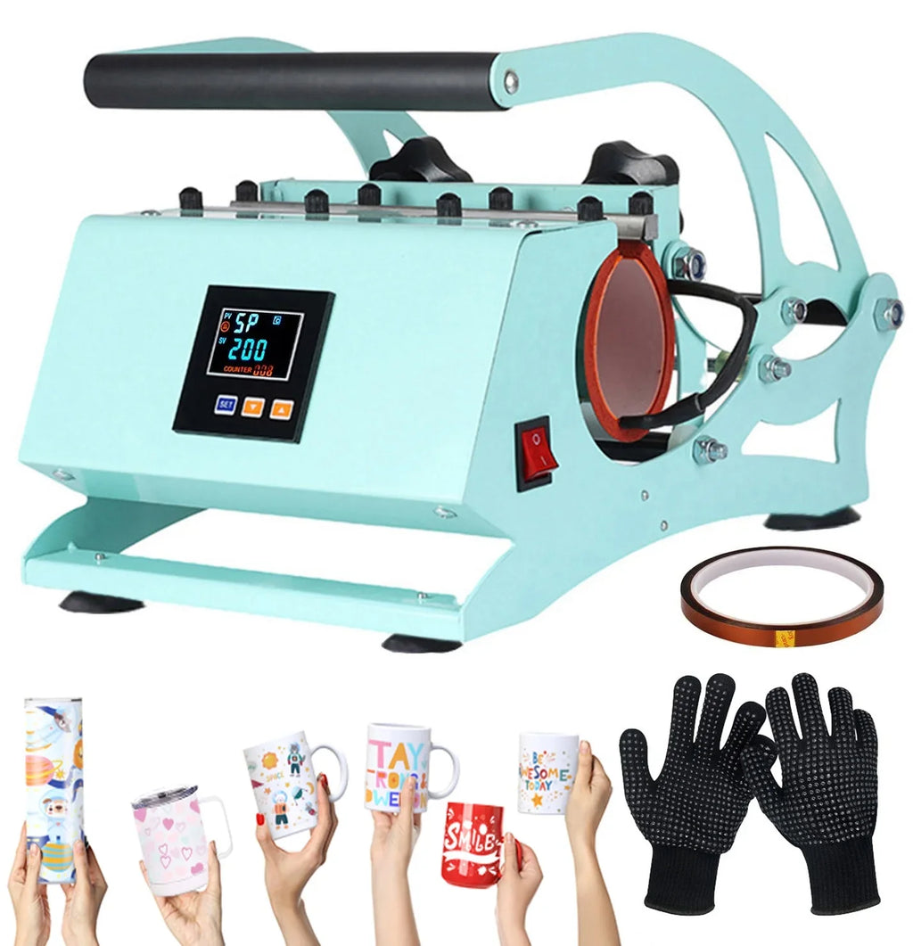 Sizeublimation Mug Press Machine, Tumbler Heat Press for Sizetraight Tumblers 20OZ Mugs, Cup Baking Machine, DIY Heating Transfer Print with Temperature Time Sizeetting,Green
