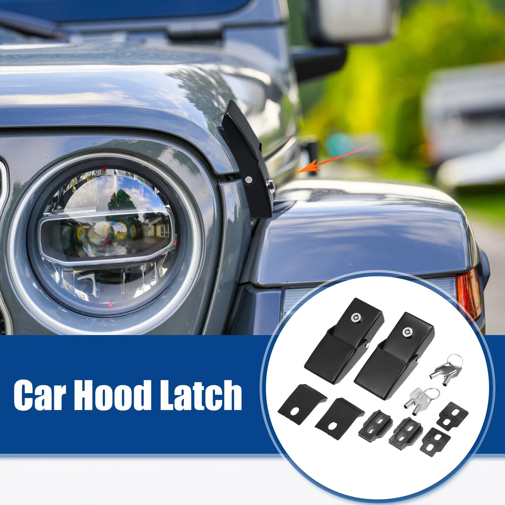 Unique Bargains 1 Pair Front Hood Latches Hood Catch Locking Fit for Jeep Wrangler JK JL 2007-2021 Black