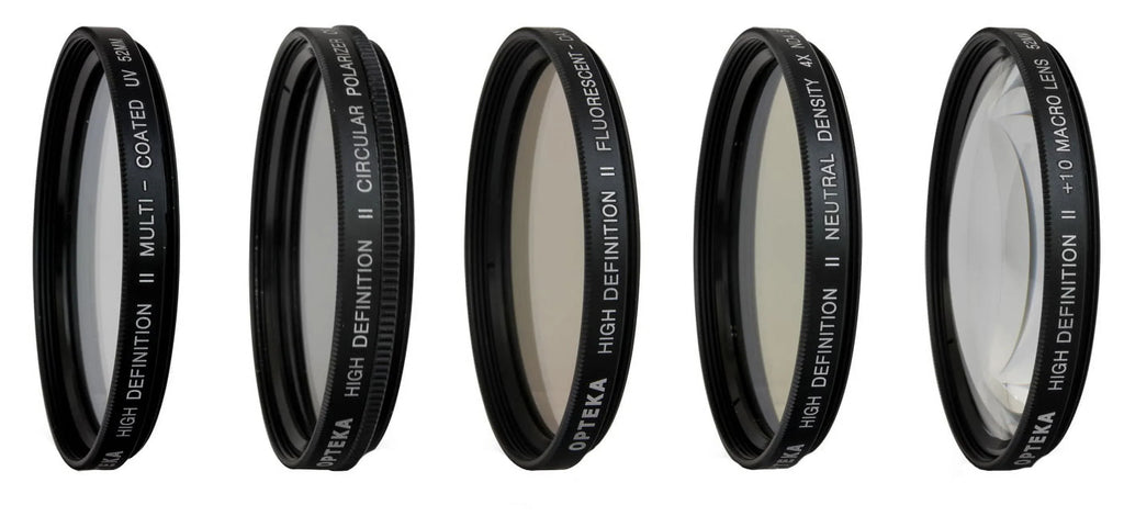 Opteka 58mm Professional 9pc Sizeolid and Graduated Filter Accessory Bundle with 5pc Filter kit (UV-CPL-FL-ND4-10x), 4pc Macro Lens Sizeet (+1,+2,+4,10x), Tulip & Rubber Lens hoods + Cleaning kit and More