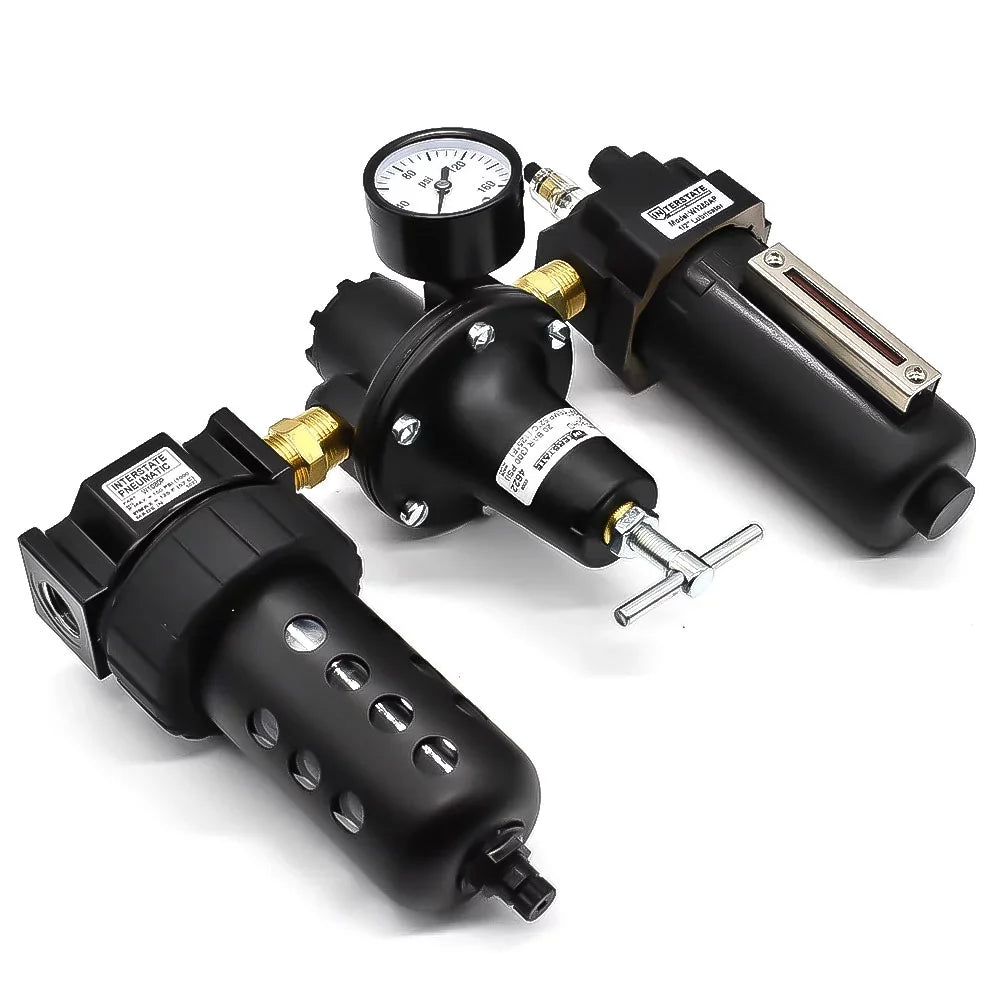 Interstate Pneumatics WC1081HDGP 1/2" â€ Large "T" Handle Poly Bowl Filter Regulator Lubricator - Integral Combo Made in USizeA