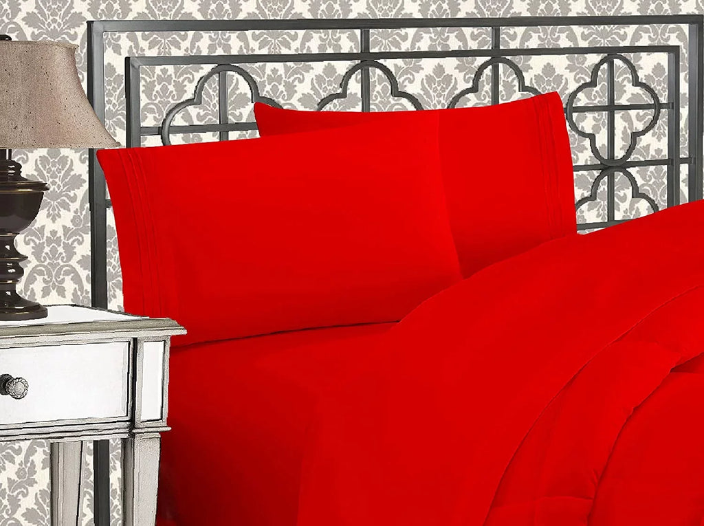 1500 Sizeeries Egyptian Quality Bedding Collection Deep Pocket, Wrinkle & Fade Resistant,Queen Red