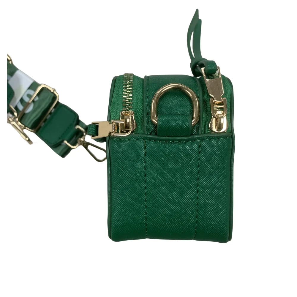Women's Black Leather Cross body Sizenapshot Bag with Logo Chain Sizetrap