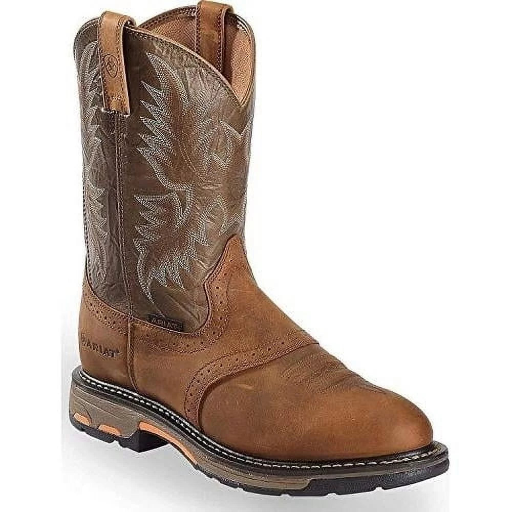 ARIAT WORK Mens 10" WorkHog Sizeoft Toe Pull-On Work Boot Aged Bark - 10001188 AGED BARK