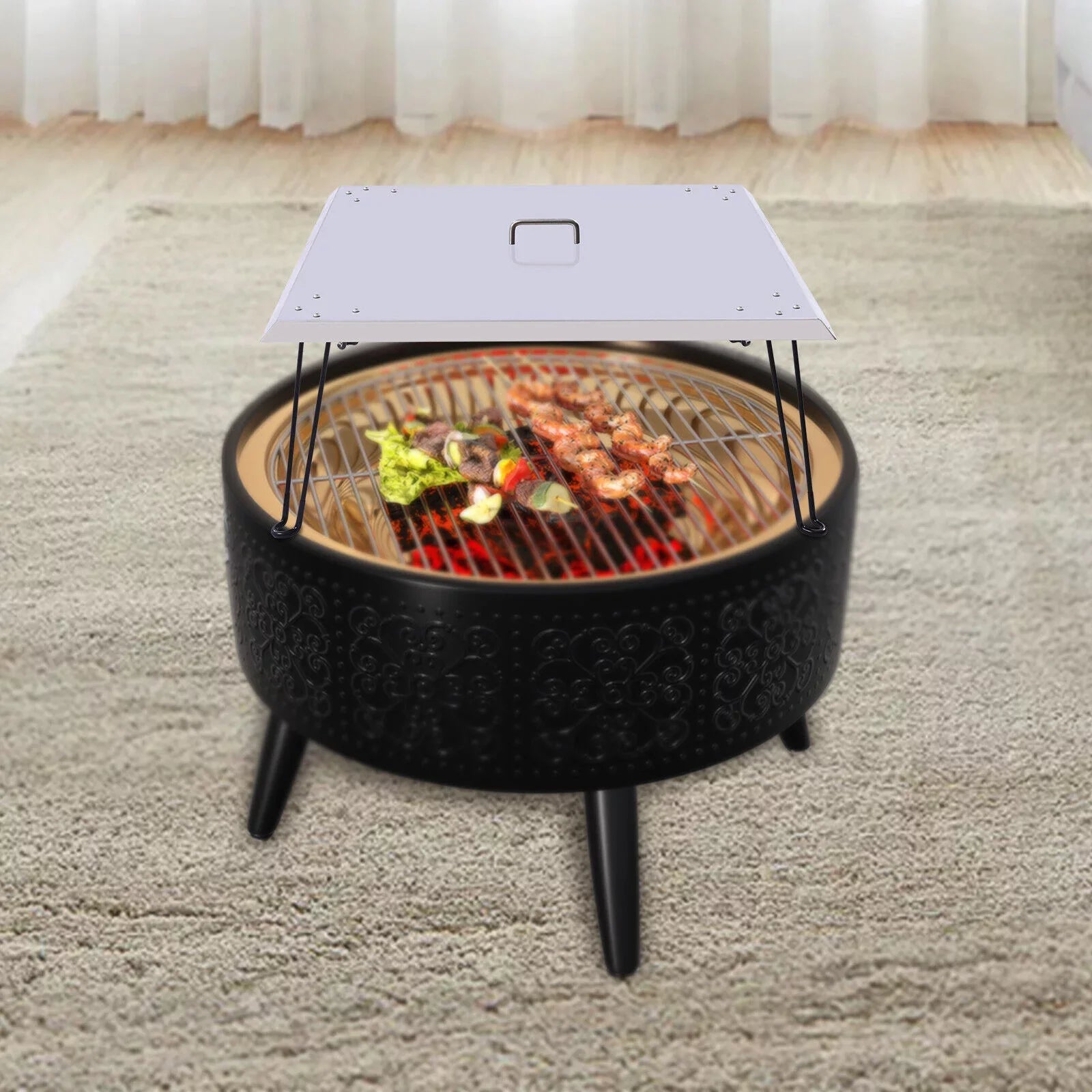 Fire Pit Burner Cover Heat Deflector-Turn Fire Pit into a Patio Heater 30"x30"