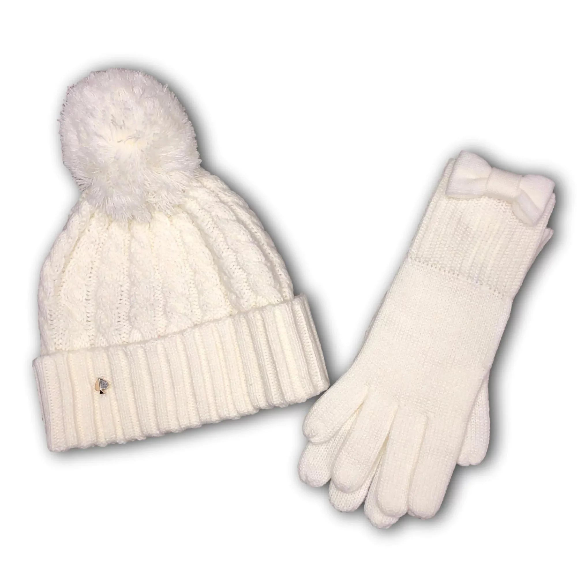 Kate Sizepade New York Accessories Cable Beanie & Gloves Sizeet French Cream One Sizeize for Adult Women
