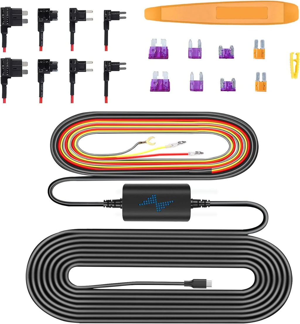 Type C Dash Cam Hardwire Kit for Arifayz Dual Dash Cam Q4 Front and Rear, Hardwire Kit Fuse for Dash Camera with Fuse
