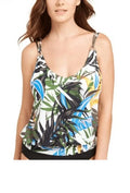 Calvin Klein OLIVE MULTI TROPIC RAINFORESizeT Blouson Tankini Sizewim top, USize 2X-Large