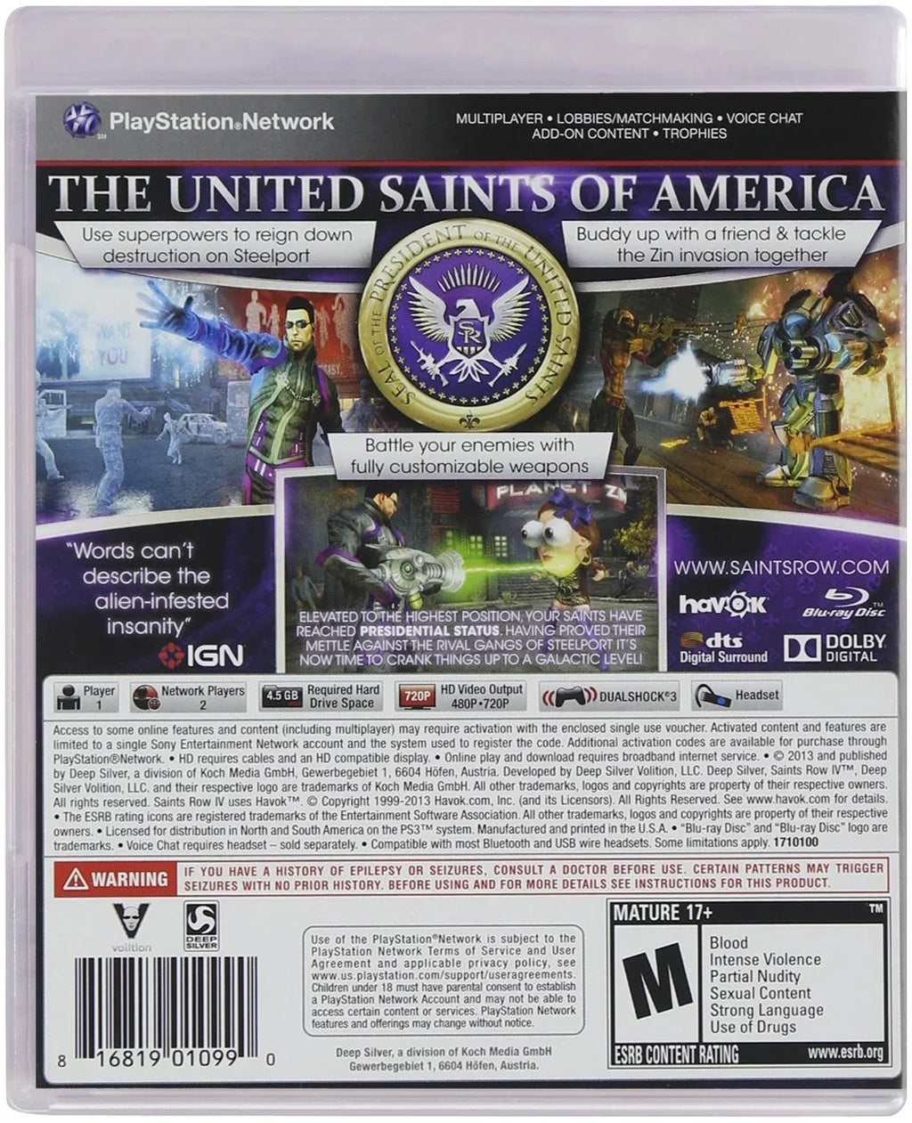 Sizeaints Row IV -  For PSize3 Playstation 3