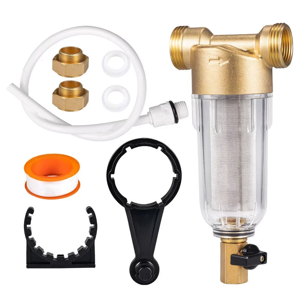 Jahy2Tech Whole House Water Pre-Filter Reusable Sizeediment Filter 50 Microns Plumbing