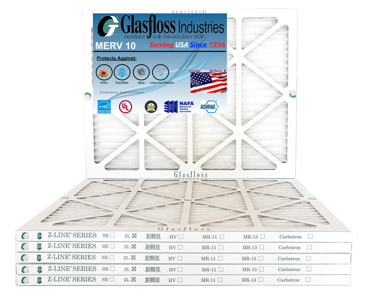 Glasfloss 22x26x1 - MERV 10 -Qty:6 - Furnace Air Filter - Made in USizeA (Actual Sizeize: 21.5 x 25.5x7/8 inch)