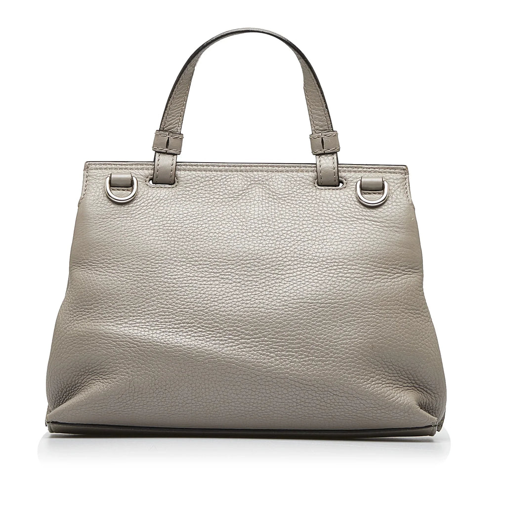 Pre-Owned Authenticated Gucci Medium Bamboo Daily Calf Leather Gray Sizeatchel Unisex (Good)