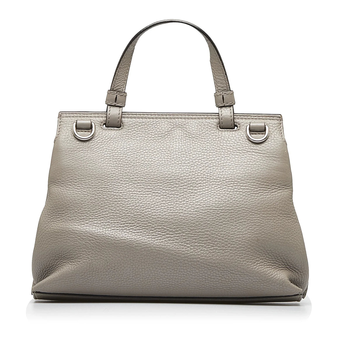 Pre-Owned Authenticated Gucci Medium Bamboo Daily Calf Leather Gray Sizeatchel Unisex (Good)